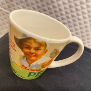 Vintage PEPS bran flake Kellogg’s mug with smiling boy playing baseball